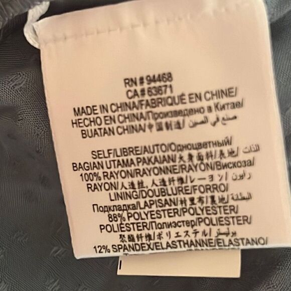 BCBGMaxazria Jacquared Ruched Balloon-Sleve Light Blue Peplum Top - Picture 6 of 6